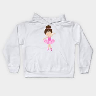 Ballerina, Ballet Girl, Ballet Dancer, Brown Hair Kids Hoodie